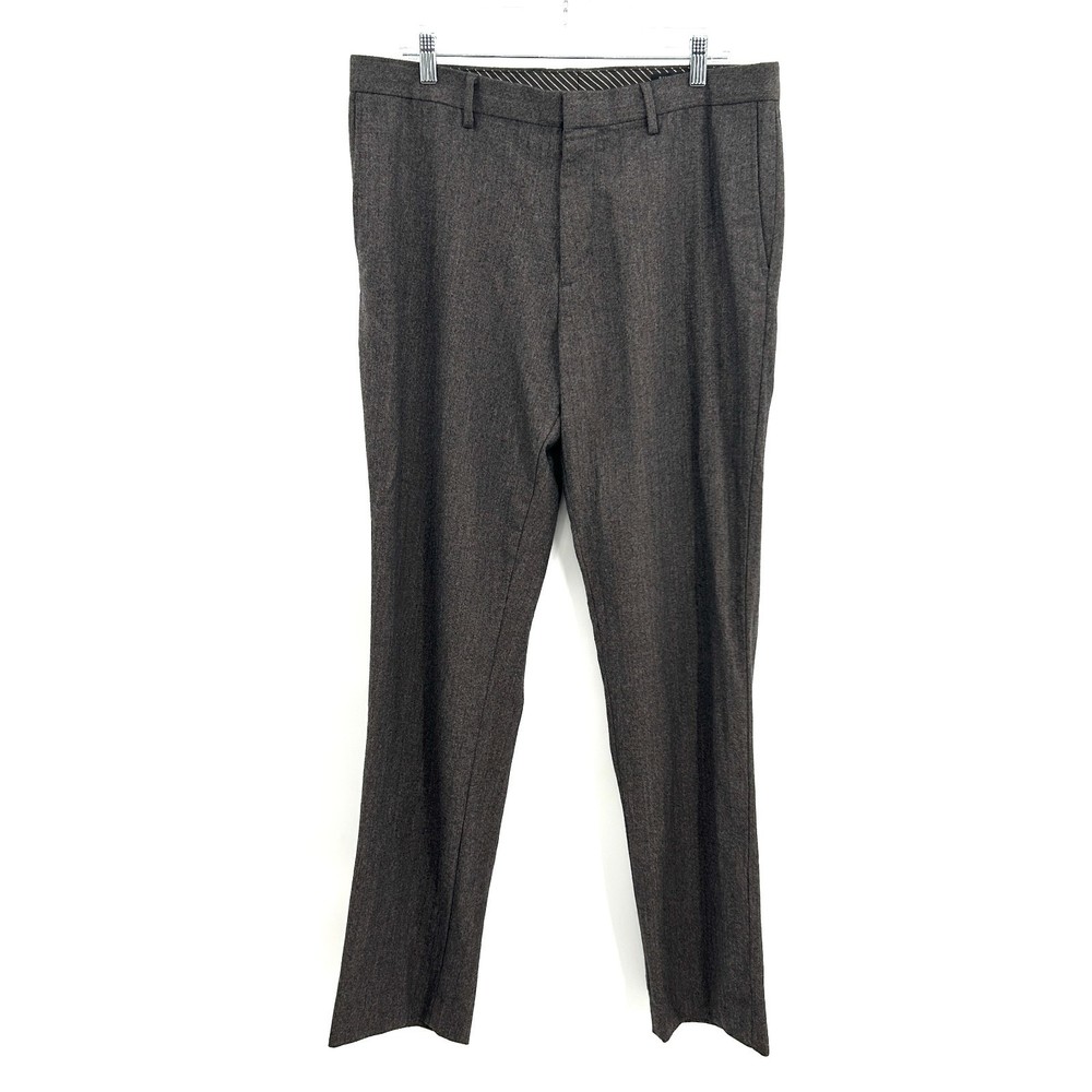 BANANA REPUBLIC Men's Gray 100% Wool Standard Fit Trouser Pants Size 34 x 36